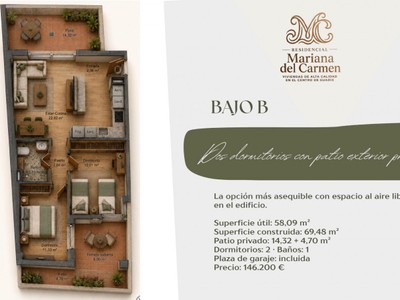Piso en venta en Guadix, Estacion De Autobuses, con 2 dormitorios, baño, plaza de garaje, trastero y 25 terrazas