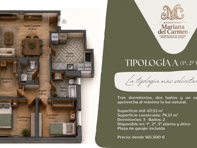 Piso en venta en Guadix, Estacion De Autobuses, con 3 dormitorios, 2 baños, plaza de garaje y trastero