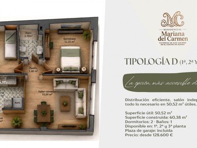 Piso en venta en Guadix, Estacion De Autobuses, con 2 dormitorios, baño, plaza de garaje y trastero