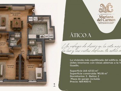 Piso en venta en Guadix, Estacion De Autobuses, con 3 dormitorios, 2 baños, plaza de garaje y trastero