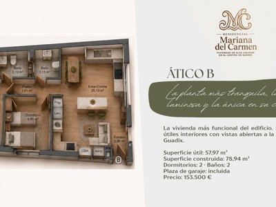 Ático en venta en Guadix, Estacion De Autobuses, con 2 dormitorios, 2 baños, plaza de garaje y trastero
