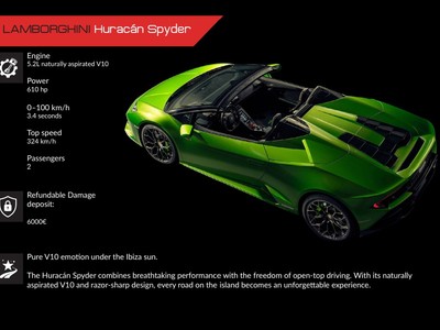 Alquiler Lamborghini Huracán Spyder en Ibiza | Superdeportivo V10 descapotable