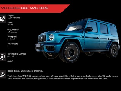 Alquiler Mercedes G63 AMG 2025 en Ibiza | SUV de lujo V8 biturbo