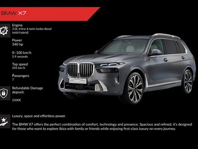 Alquiler BMW X7 en Ibiza | SUV de lujo de 7 plazas