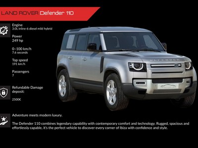 Alquiler Range Rover Defender 110 en Ibiza | SUV de lujo 7 plazas