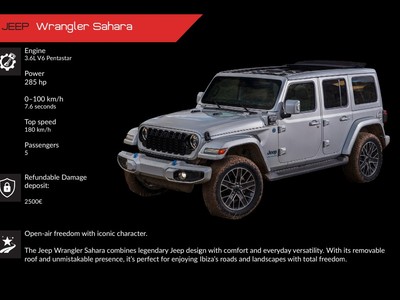 Alquiler Jeep Wrangler Sahara en Ibiza | 4x4 de aventura