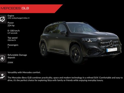 Alquiler Mercedes GLB en Ibiza | SUV premium para familias y grupos