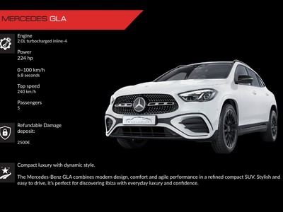 Alquiler Mercedes GLA en Ibiza | SUV compacto premium