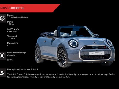 Alquiler MINI Cooper S Cabrio en Ibiza | Descapotable deportivo