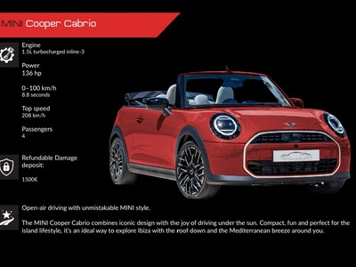 Alquiler MINI Cooper Cabrio en Ibiza | Descapotable divertido y compacto