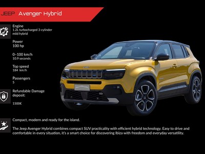 Alquiler Jeep Avenger Hybrid en Ibiza | SUV compacto eficiente