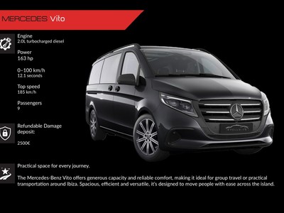 Alquiler Mercedes Vito en Ibiza | Furgoneta práctica para 9 pasajeros
