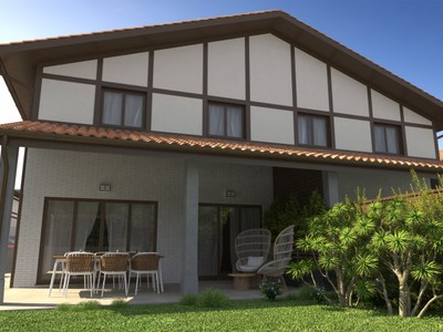 Chalet de obra nueva en venta en Sondika, con 3 dormitorios, 2 baños, aseo, plaza de garaje y terreno