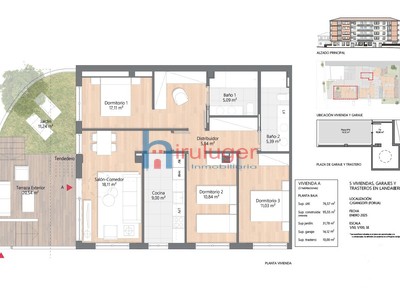 Piso en venta en Forua, Landaberde, con 3 dormitorios, 2 baños, plaza de garaje, trastero, terraza y terreno