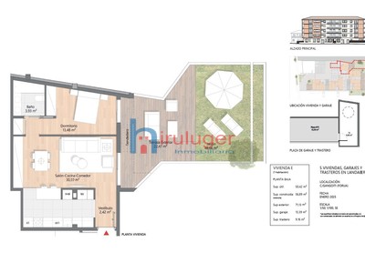 Piso en venta en Forua, Landaberde, con 1 dormitorio, baño, plaza de garaje, trastero, terraza y terreno