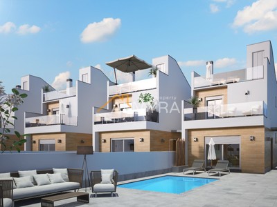 Villa de obra nueva en venta en San Pedro Del Pinatar, con 3 dormitorios, 2 baños y terreno