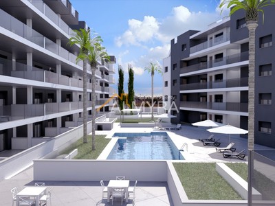Apartamento de obra nueva en venta en Los Alcázares, Los Narejos, con 3 dormitorios, 2 baños, plaza de garaje y terraza