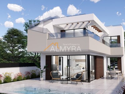 Villa de obra nueva en venta en Pilar De La Horadada, con 3 dormitorios, 3 baños, plaza de garaje y terreno