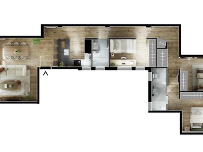 Piso en venta en Bilbao, Indautxu, con 3 dormitorios, 2 baños y 6 terrazas