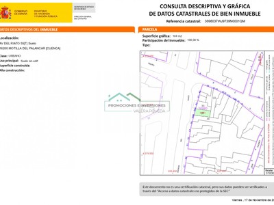 Terreno urbano en venta en Motilla Del Palancar